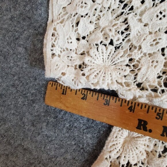 Lovely 153 Crochet Scoop Neck Cotton Tunic Top Cream Ivory Sheer Over Shirt S - Picture 13 of 14